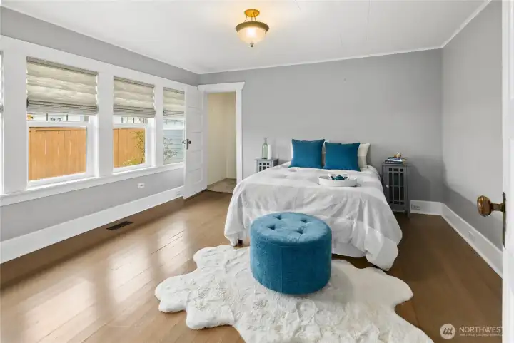 Your Primary Suite! Plenty of natural light, new windows, window treatments, paint and lighting and another Large walk in closet.