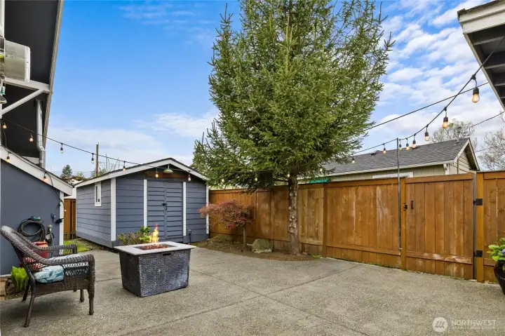 Extra Large storage shed with power would be a perfect workout room, office or relaxing space. Fully fenced yard and access to back alley.