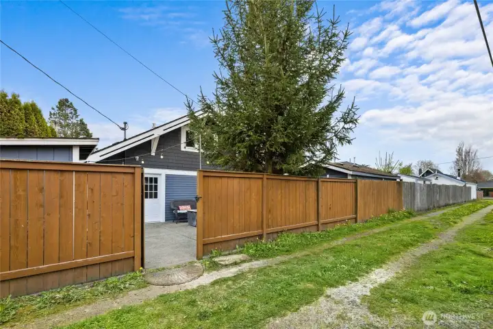 View of your fence and gate from back alley.