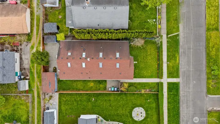 Overhead drone view of your whole property.