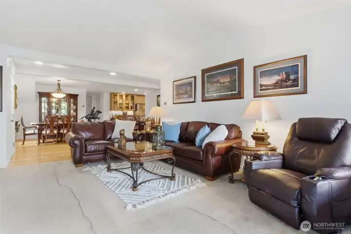 The great room is bright and open