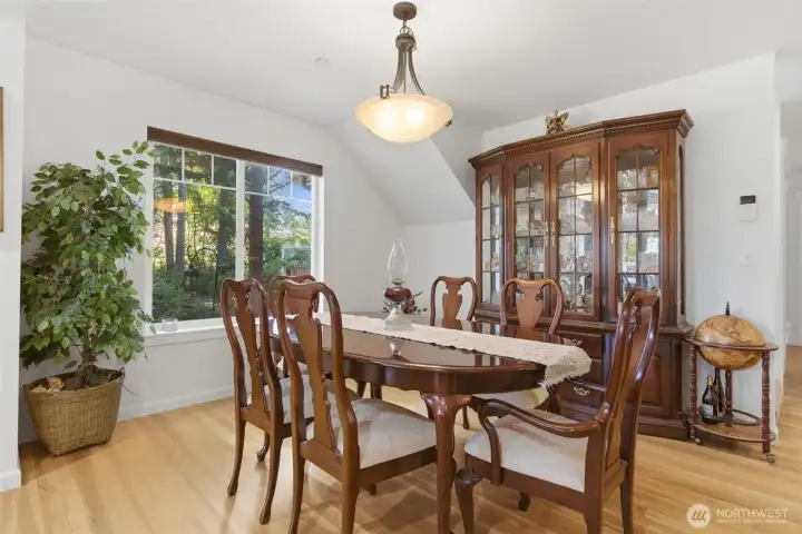 Beautiful hardwood floors in the kitchen and dining areas