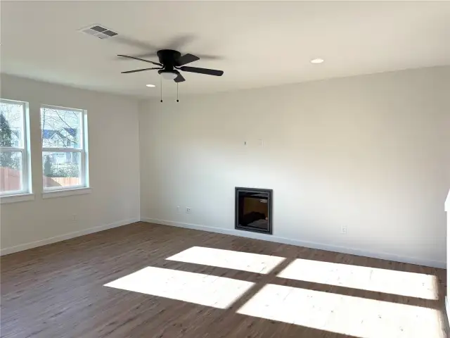 great room, electric fireplace