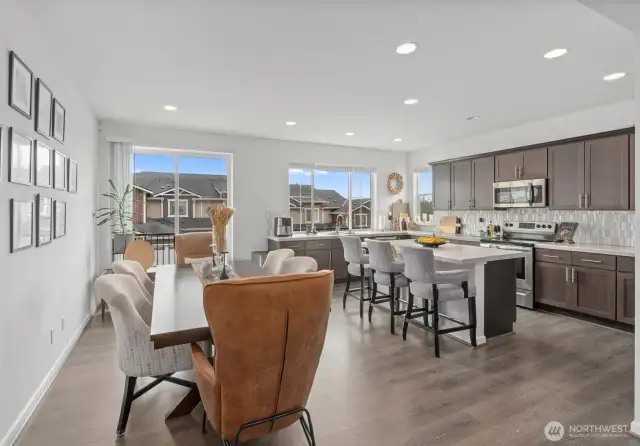 Spacious and bright kitchen and dining area
