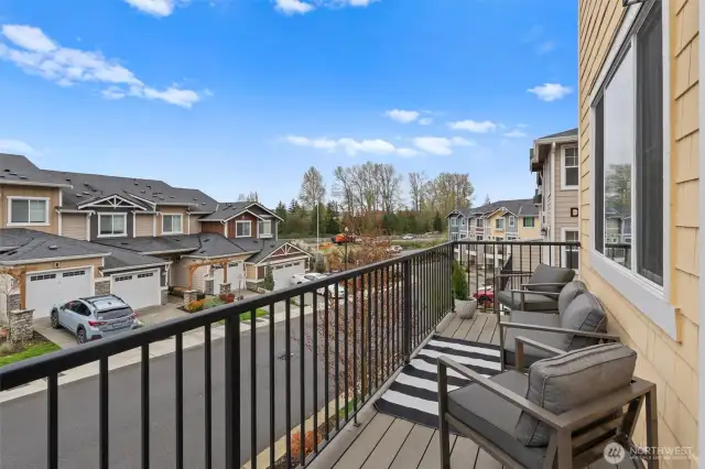Balcony off kitchen and dining room