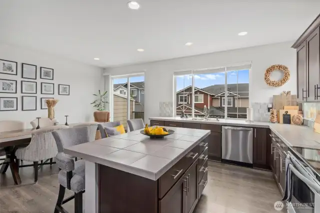 Open concept with dining area off the kitchen