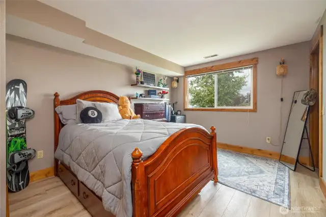 3rd lower bedroom. Large and bright with huge closets