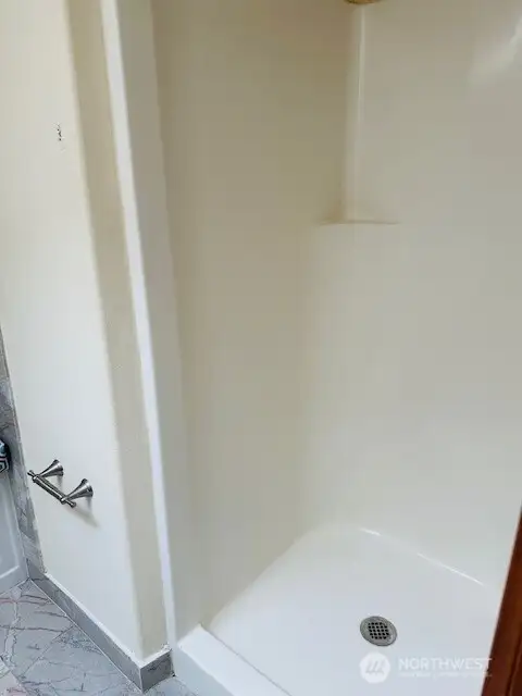 The shower area.