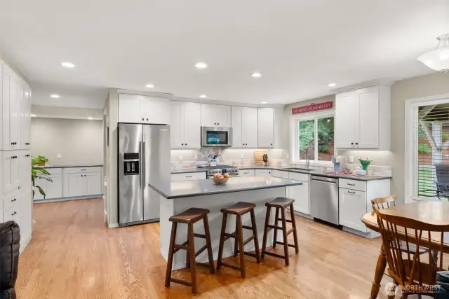 Kitchen opens to family room.