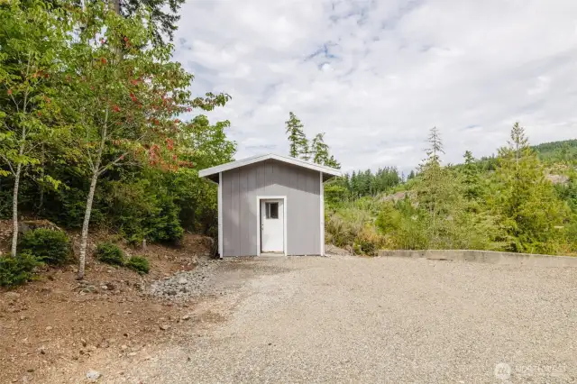 Detached shed provides extra storage or workshop potential