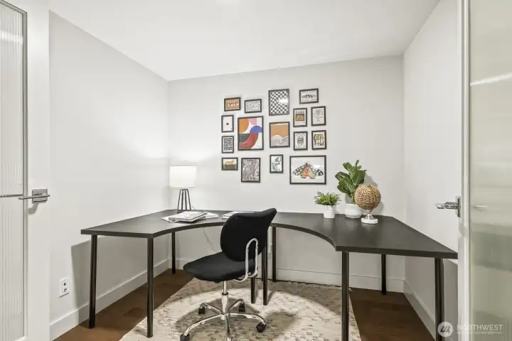 The den space is perfect for work-from-home or guest area.