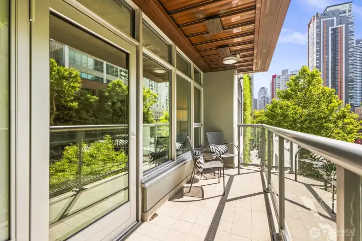 Private covered balcony for year-round enjoyment