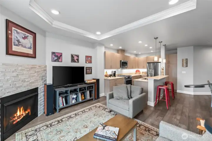 The gas fireplace adds the touch of warmth needed on crisp mornings and evenings.