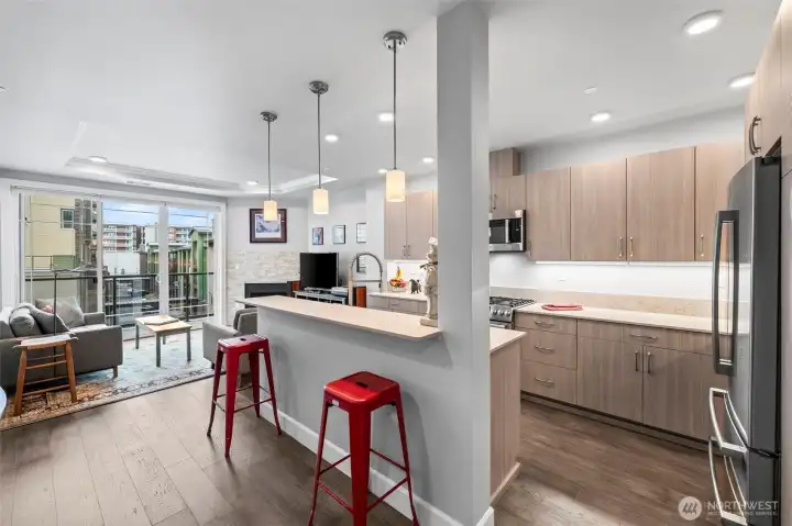 Lots of lighting keeps your living space light and bright.