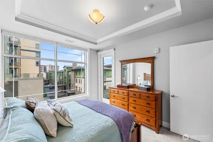 Coffered ceiling adds a touch of refinement.