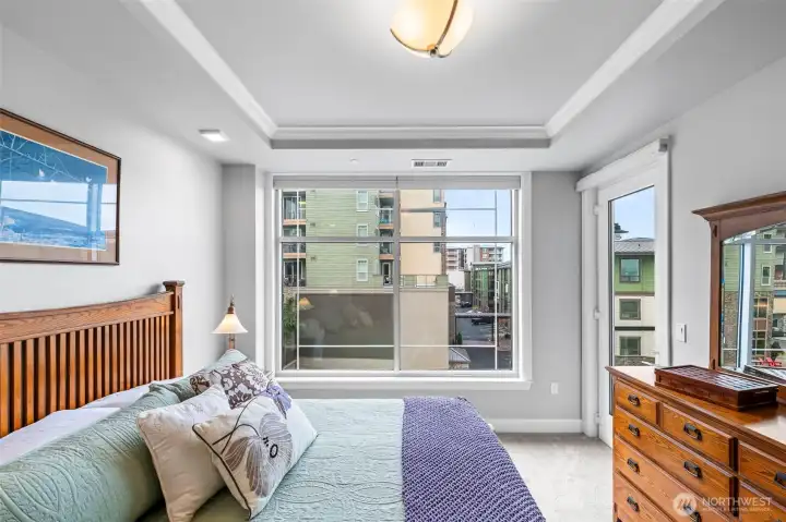 The blinds (all up) shield the neighbors but allow lots of light