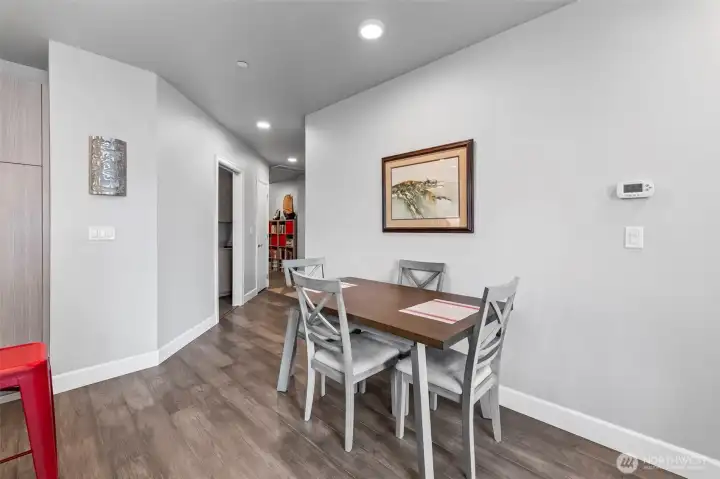 This hall takes you to the laundry room and offers a nice separation between bedrooms.