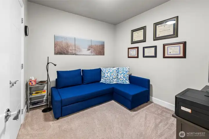 Bedroom closets both have organizers to make the most of your storage space.