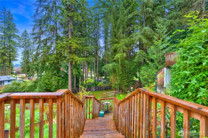 Stairs leading to lower yard