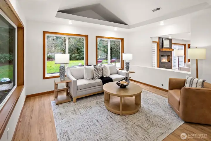 The family room off the kitchen is intimate and inviting!