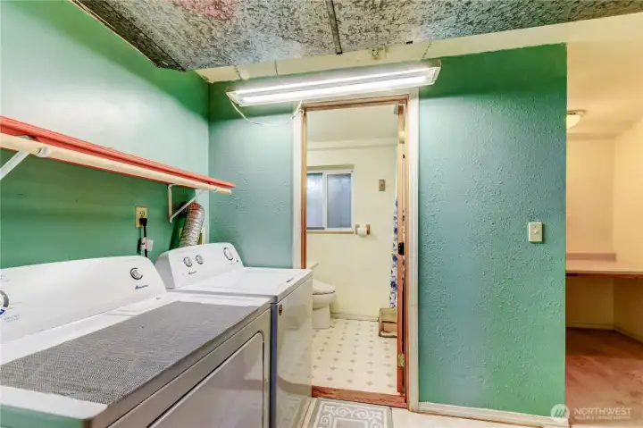 Lower-level laundry area