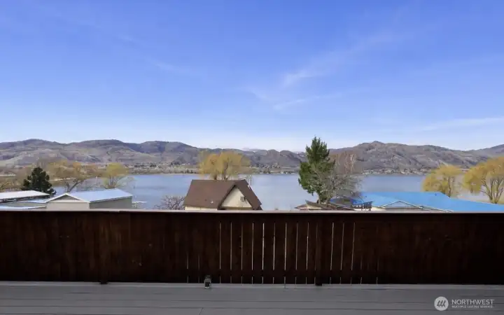 View from the deck, outside of living room sliding door.