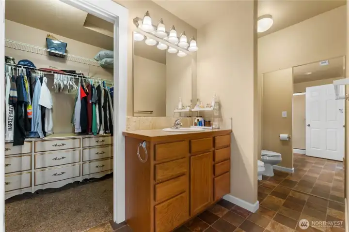 Master suite with walk-in closet and spacious bathroom