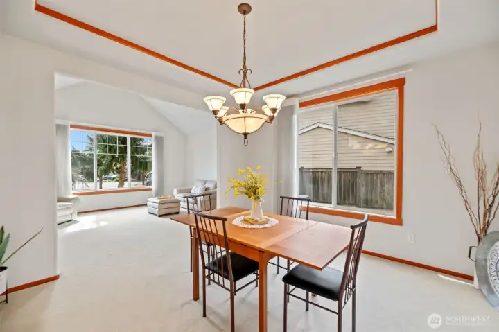 Dining room with plenty of light and windows