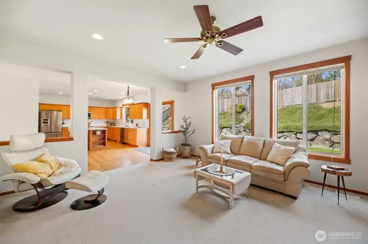 Plenty of windows in the family room