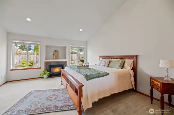 Primary bedroom with gas fireplace