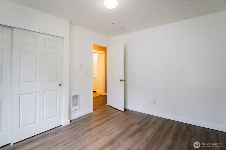 upstairs Bedroom 2 & closet without digital staging