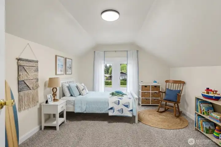 Upper floor bedroom 3: virtually staged.