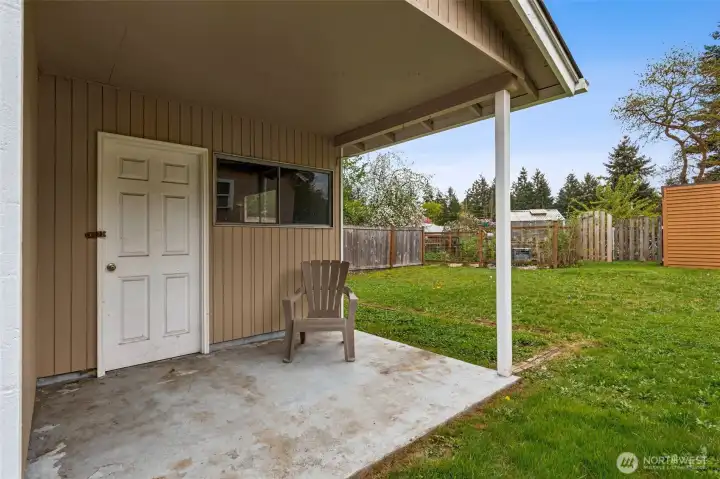 Covered space at garage. BBQ or projects!