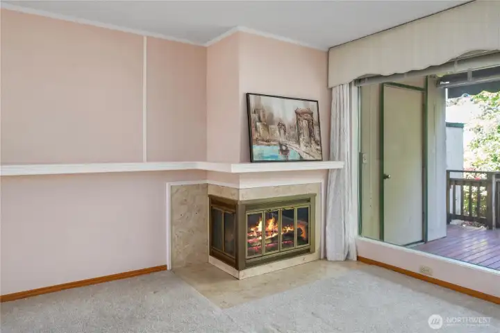 Wood-burning fireplace will keep you cozy during the winter or cool summer nights.