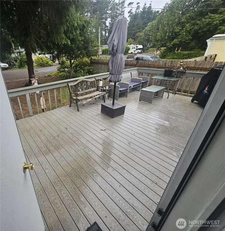 Large deck off the front of the house. Large deck off the front of the house.
