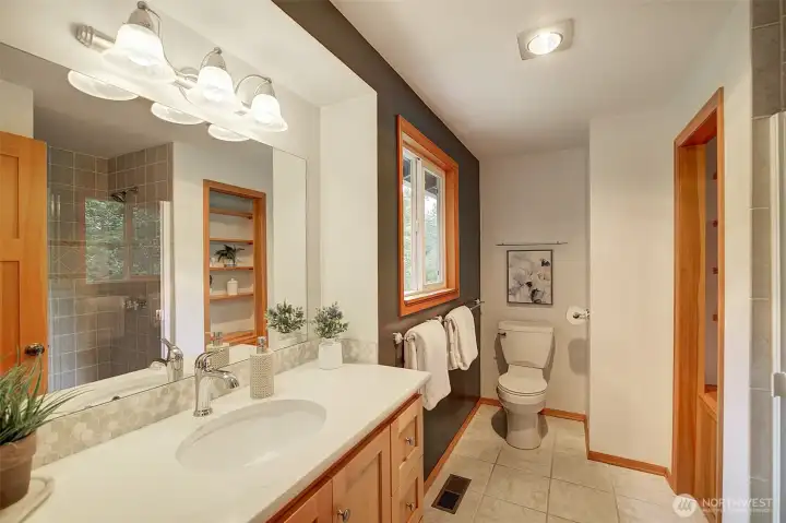 Primary bath with heated floors.