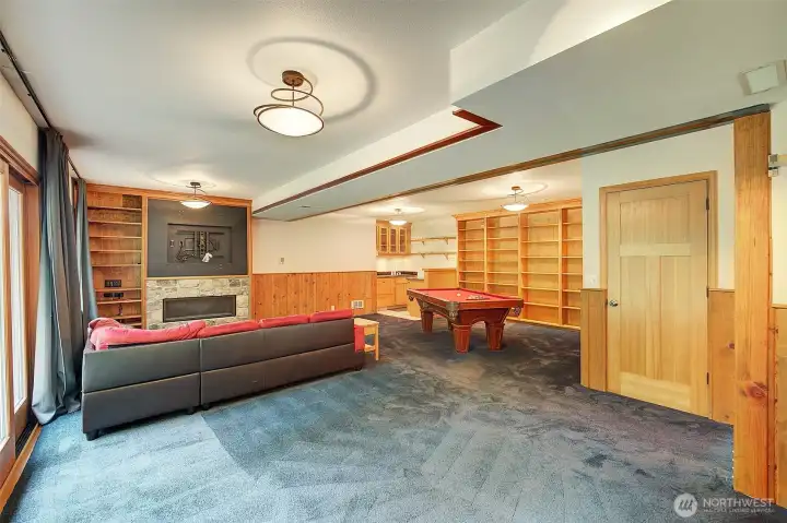 View of large rec room.