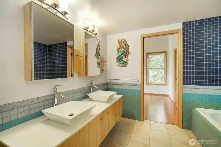 Shared bathroom upstairs.