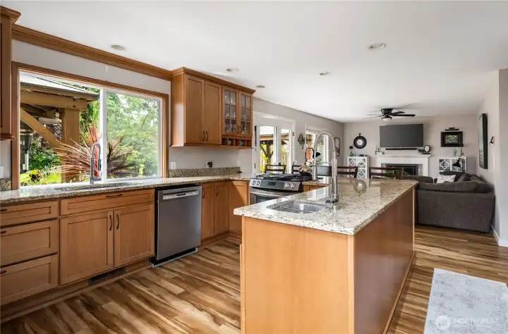 Kitchen is open to the Family room