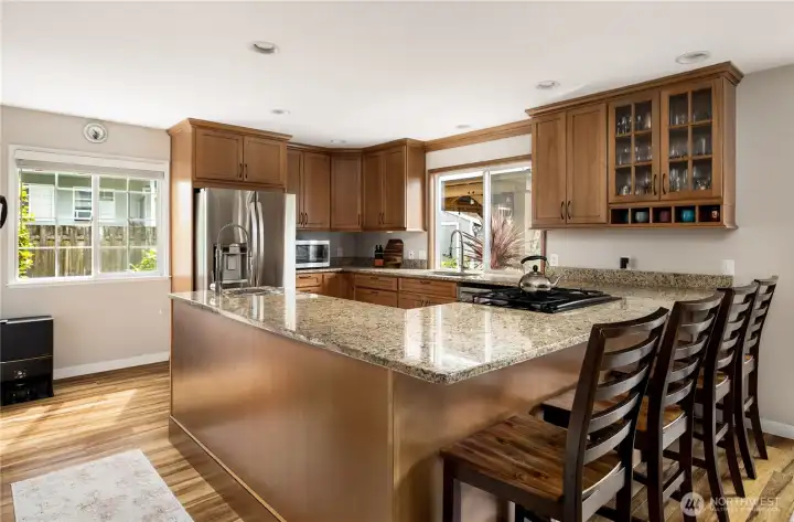 Eating bar.  Room next to the refrigerator for desk or small kitchen table