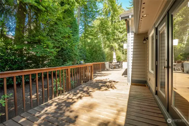 Deck also has roll-back canvas cover to extend days to enjoy tranquil nature and forest ambiance.