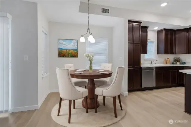 Eating area off kitchen in home