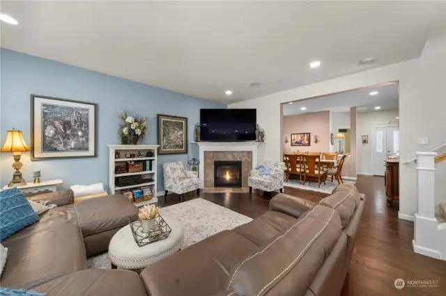 family/living room with gas fireplace