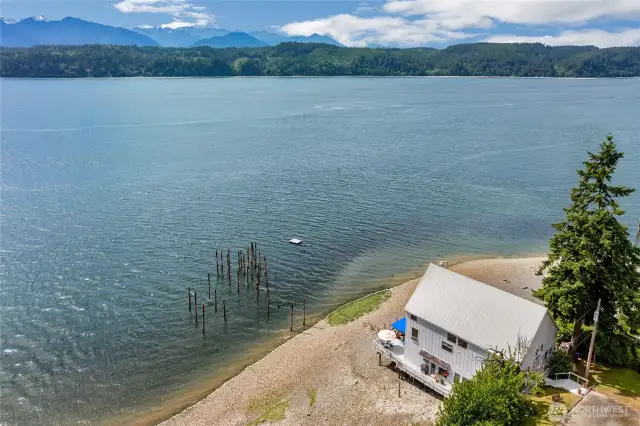 This low tide photograph shows the edge beach contour as it drops into Hood Canal.