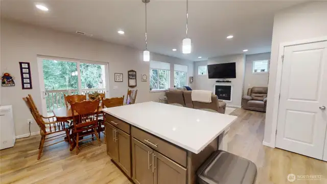 Kitchen looks on to great room. Two door large pantry.
