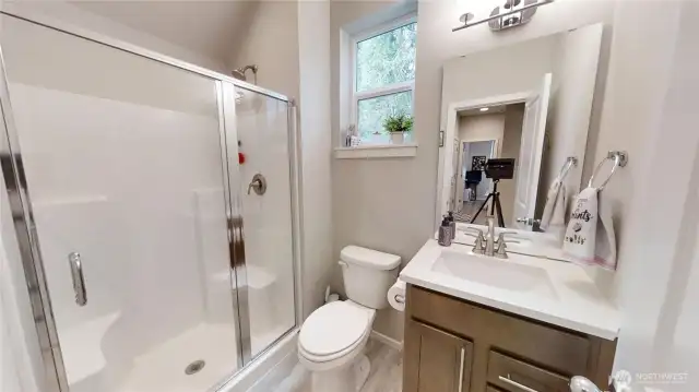 Main floor bathroom with shower for easy main living or guests.