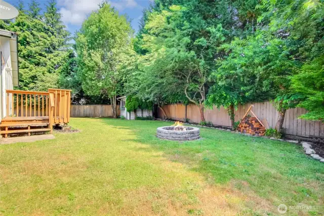 Large fenced in backyard