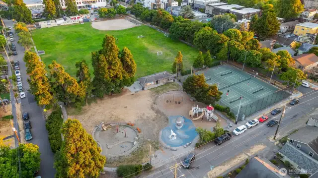 Located directly across the street from Whale Tail Park, newly built pickleball courts, and a large open playfield, and just one block from the sandy shores of Alki Beach, the location offers endless recreation right outside your door.