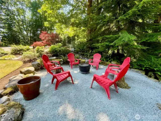 Fire-pit area is such a great gathering spot day or night!
