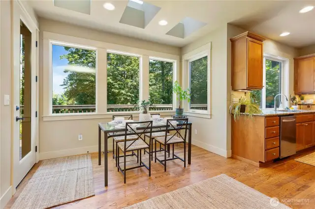 Kitchen nook - center is spacious enough for a large table or seating area.